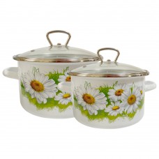 Set oale emailate otel carbon RAKI ROMASKI LETO, 2 oale cu capace, 3l si 5,5l