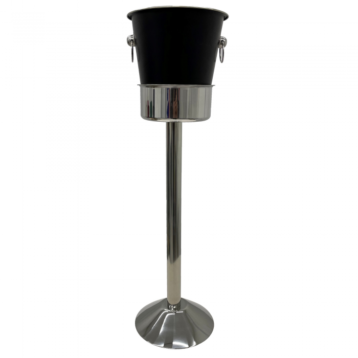 Frapiera neagra cu inele si picior H62cm argintiu CULINARO