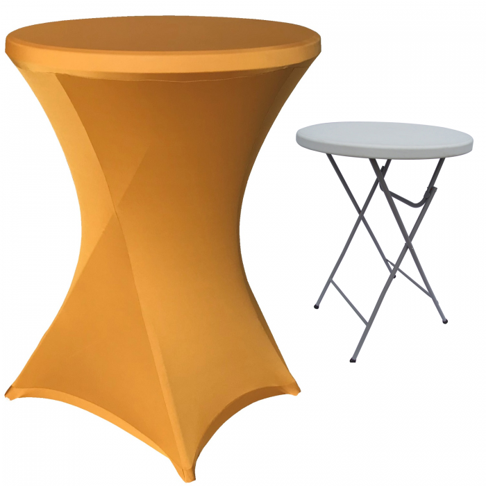 Set masa pliabila rotunda, cocktail CULINARO D80xH110cm cu husa stretch aurie