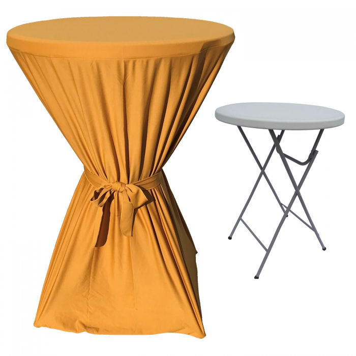 Set masa pliabila rotunda, cocktail CULINARO D80xH110cm cu fata de masa cu panglica aurie