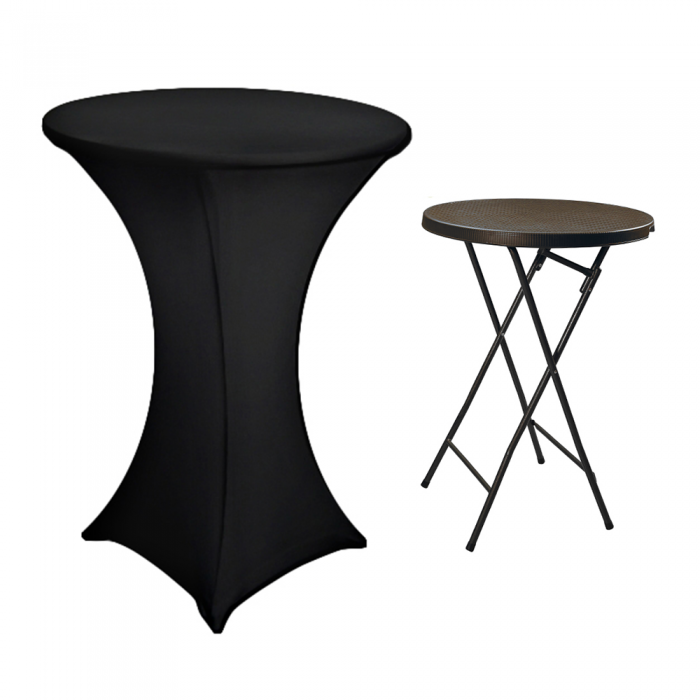 Set CULINARO masa inalta cocktail, catering culoare maro D80xH110cm cu husa elastica neagra