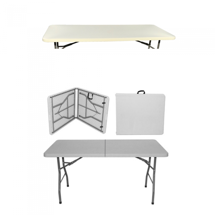 Masa pliabila tip valiza CULINARO dreptunghiulara 152x76xh74cm cu capac protectie textil culoare ivory