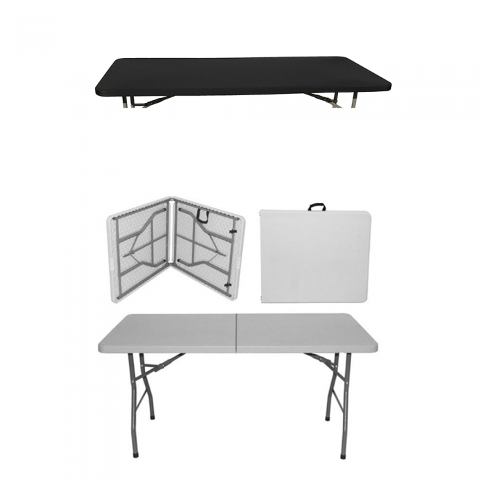 Masa pliabila tip valiza CULINARO dreptunghiulara 152x76xh74cm cu capac protectie textil culoare neagra