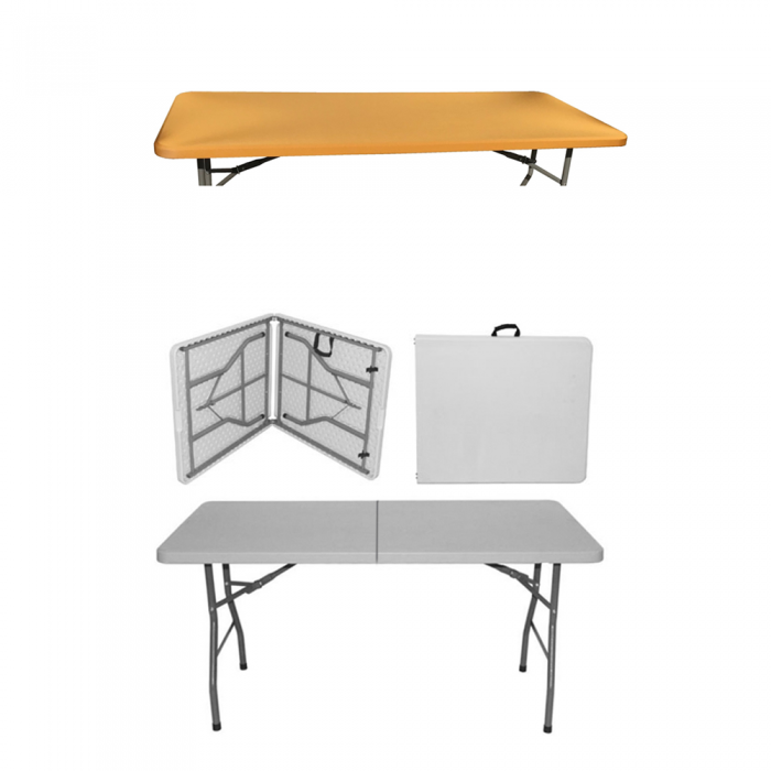 Masa pliabila tip valiza CULINARO dreptunghiulara 152x76xh74cm cu capac protectie textil culoare aurie