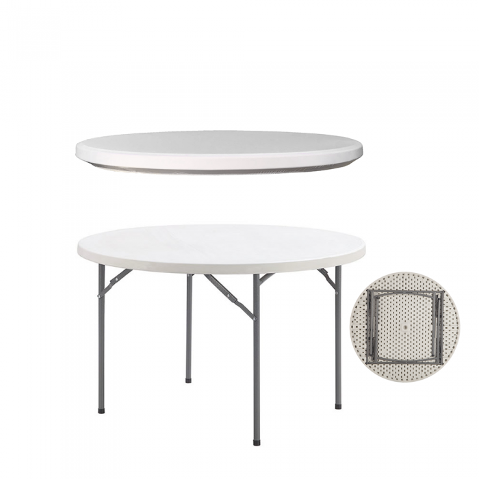 Masa plianta catering rotunda CULINARO 152xh74cm cu capac protectie elastic alb