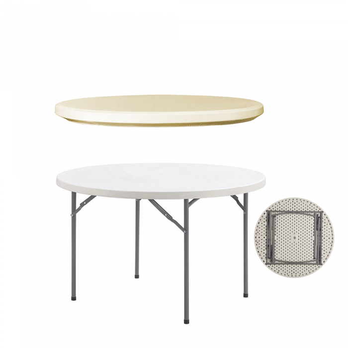 Masa plianta catering rotunda CULINARO 152xh74cm cu capac protectie elastic ivory