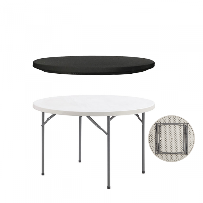 Masa plianta catering rotunda CULINARO 152xh74cm cu capac protectie elastic negru