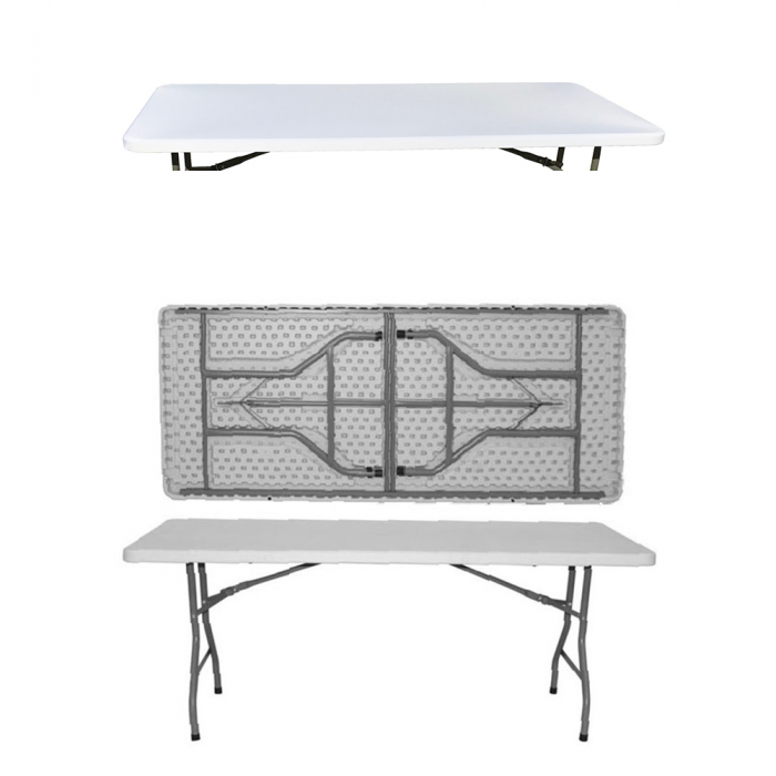 Masa plianta CULINARO dreptunghiulara 180x76xh74cm cu capac protectie textil culoare alba