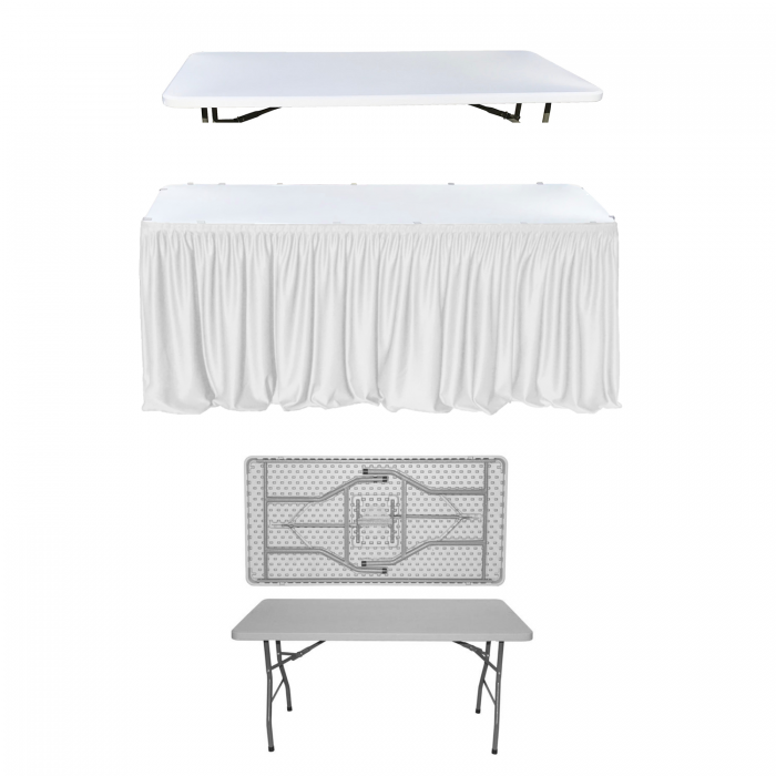 Set evenimente si catering CULINARO, masa plianta 152x76xh74cm, fusta de masa alba, capac elastic alb