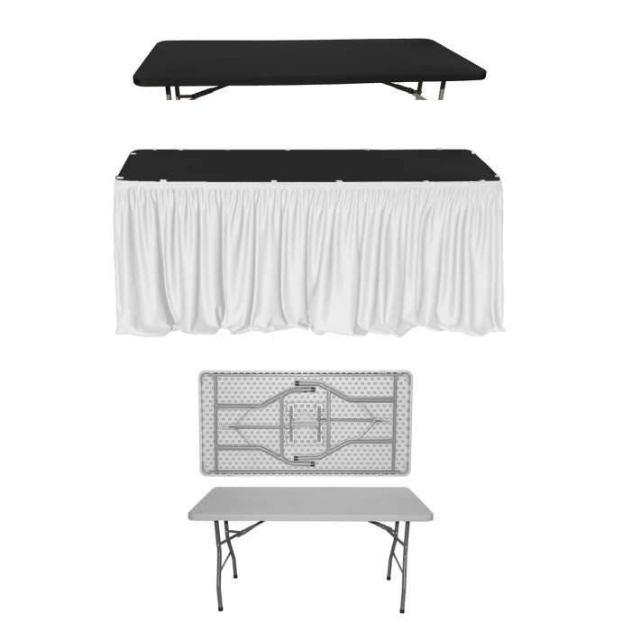 Set evenimente si catering CULINARO, masa plianta 152x76xh74cm, fusta de masa alba, capac elastic negru