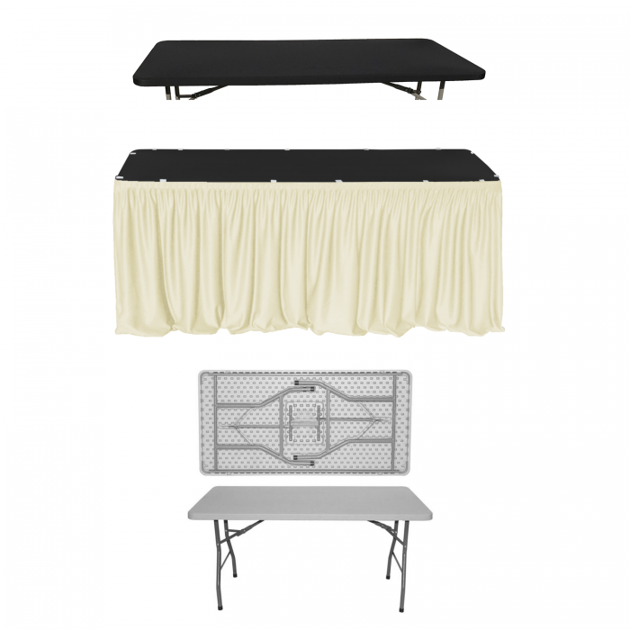 Set evenimente si catering CULINARO, masa plianta 152x76xh74cm, fusta de masa ivory, capac elastic negru