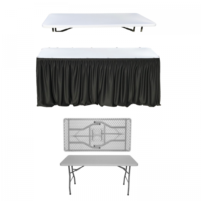 Set evenimente si catering CULINARO, masa plianta 152x76xh74cm, fusta de masa neagra, capac elastic alb