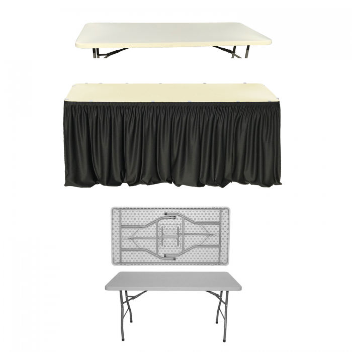 Set evenimente si catering CULINARO, masa plianta 152x76xh74cm, fusta de masa neagra, capac elastic ivory