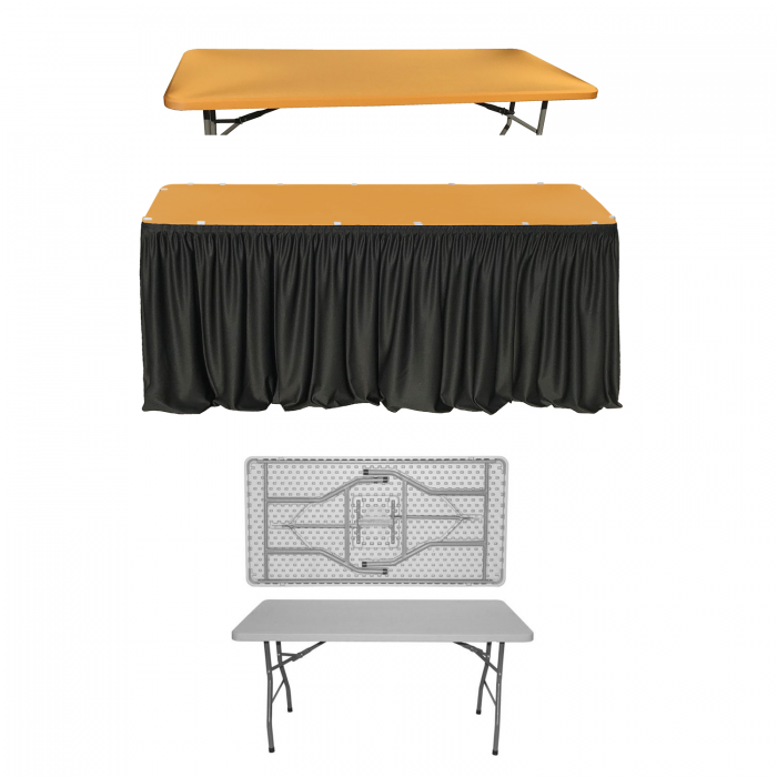 Set evenimente si catering CULINARO, masa plianta 152x76xh74cm, fusta de masa neagra, capac elastic auriu