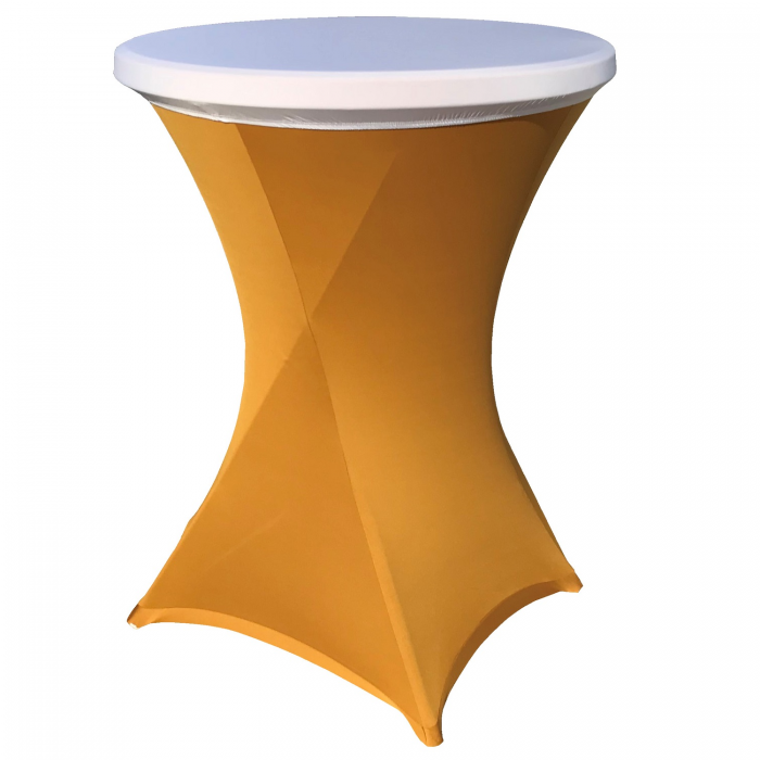 Set masa pliabila rotunda, cocktail CULINARO D80xH110cm, husa elastica aurie, capac elastic alb