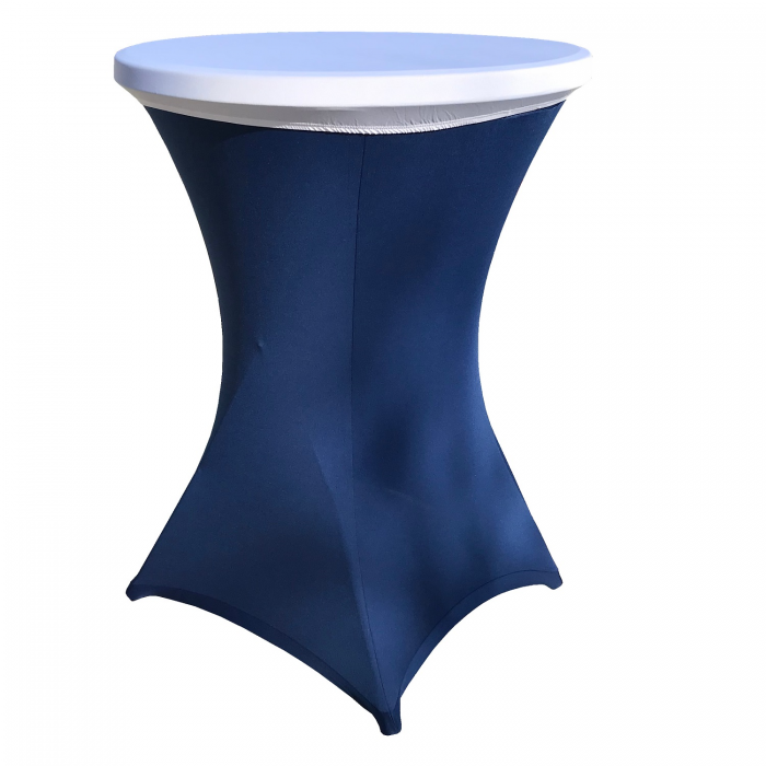 Set masa pliabila rotunda, cocktail CULINARO D80xH110cm, husa elastica albastra, capac elastic alb