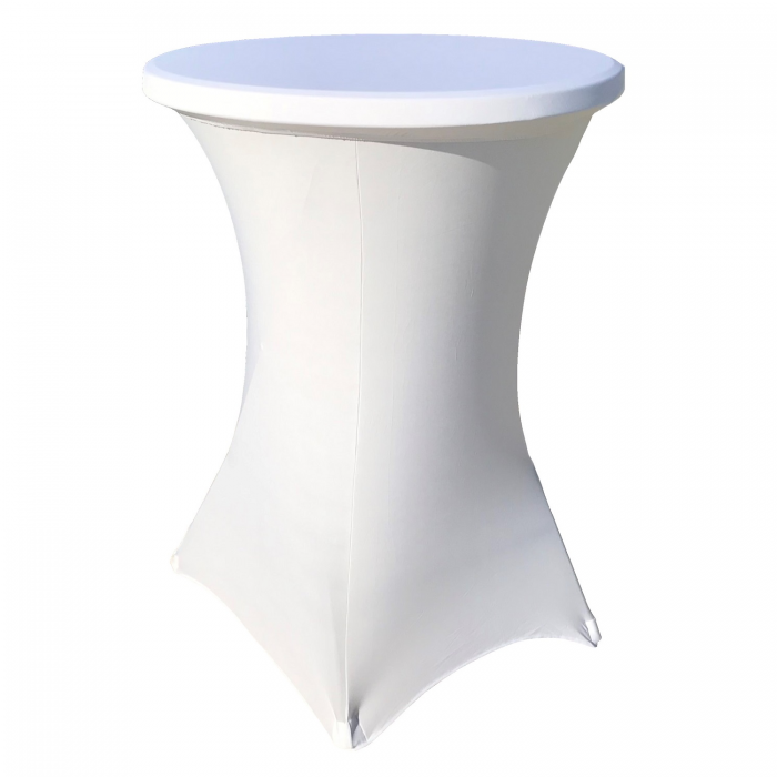 Set masa pliabila rotunda inalta catering CULINARO D80xH110cm, husa elastica alba, capac elastic alb