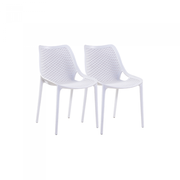 RAKI LONDON AIR Set 2 scaune terasa, bar, cafenea cu spatar cu aditiv de protectie anti UV 61x51x82cm alb