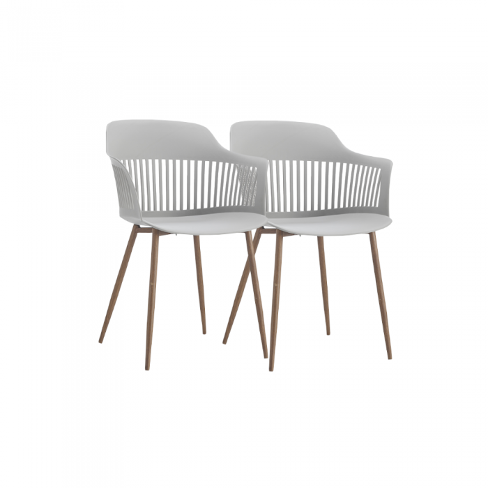 RAKI FLORIDA Set 2 scaune albe bucatarie, terasa cu spatar din polipropilena 53x59x81cm 