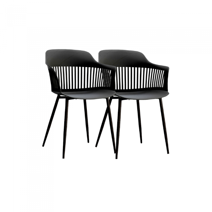 RAKI FLORIDA Set 2 scaune bucatarie, terasa cu aditiv UV 53x59x81cm negru