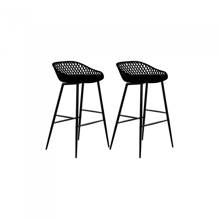 RAKI TOYAMA Set 2 scaune bar polipropilena 48x47x95cm negru