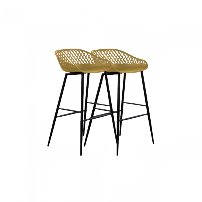 RAKI TOYAMA Set 2 scaune bar polipropilena galben negru 48x47x95cm 