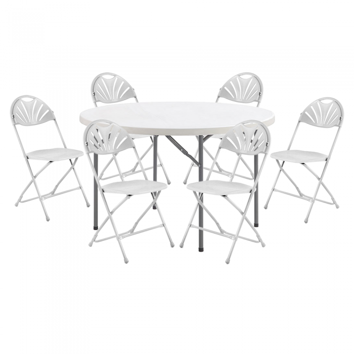 RAKI Set masa plianta rotunda pentru evenimente, catering D122xH73,5cm cu 6 scaune pliante 39x40x87cm