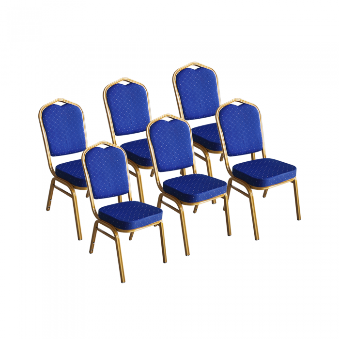RAKI Set 6 scaune metalice culoare albastra pentru evenimente, catering 45x51x92cm