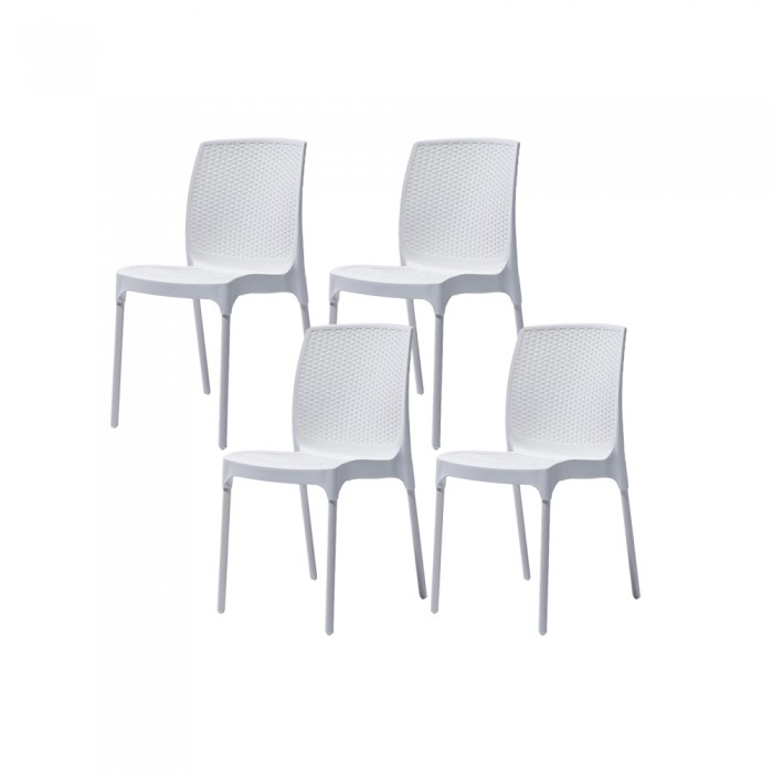 Set 4 scaune RAKI SUNNY RATAN culoare alba D56xH84xW45xSH45cm polipropilena/fibra sticla