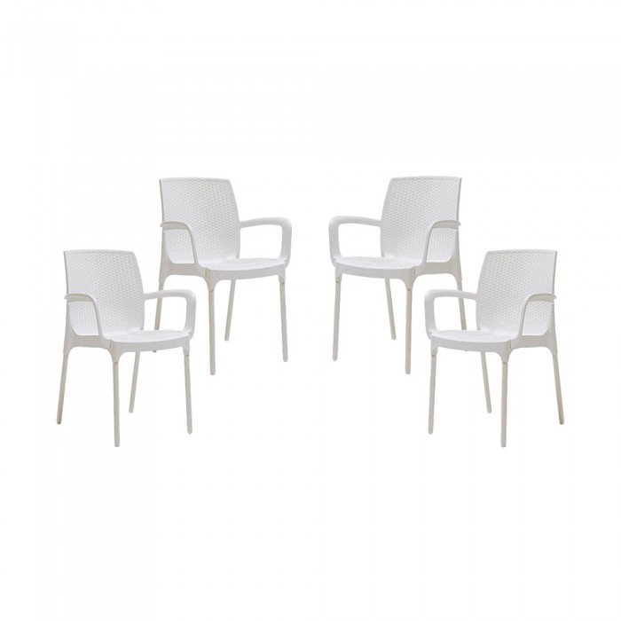 Set 4 scaune RAKI SUNSET RATTAN culoare alba D57xH84xW57xSH45cm polipropilena/fibra sticla