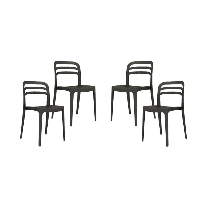 Set 4 scaune balcon RAKI ASPEN culoare neagra, 43,9x51xh81,7cm, polipropilena/fibra sticla