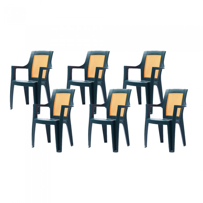 Set 6 scaune cu cotiere RAKI ELEGANCE MATTED 62x57xh88cm din polipropilena, verde