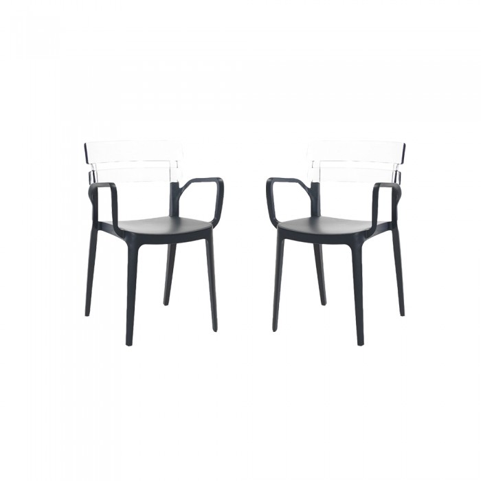 Set 2 scaune restaurant RAKI BELEM BISTRO 54,5x51xh81,6cm, polipropilena cu fibra de sticla, negru