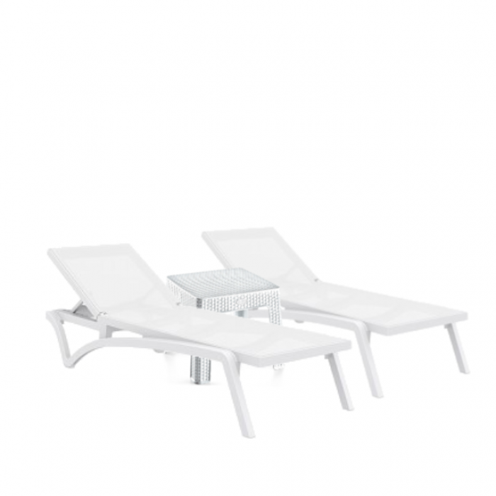 Set 2 sezlonguri CULINARO PACIFIC culoare alba + masa