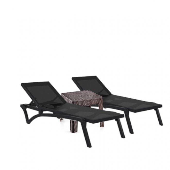 Set 2 sezlonguri CULINARO PACIFIC culoare neagra + masa