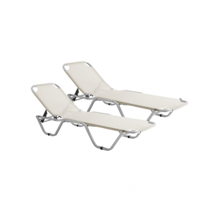 Set 2 sezlonguri CULINARO 5 pozitii bej 195x61x80cm