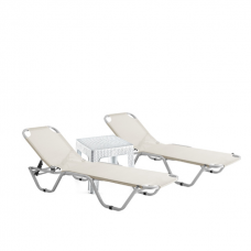 Set 2 sezlonguri CULINARO 5 pozitii bej 195x61x80cm + masa