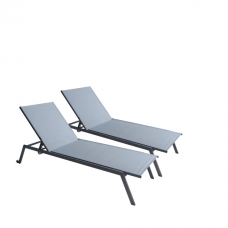 Set 2 sezlonguri CULINARO 4 pozitii cu roti deplasare 70x197,5xh34,5cm gri