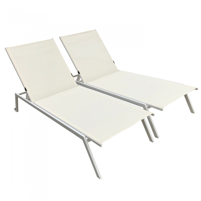 Set 2 sezlonguri CULINARO 4 pozitii cu roti deplasare 70x197,5xh34,5cm bej