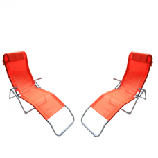 Set 2 sezlong pliant CULINARO orange 140x58x98cm
