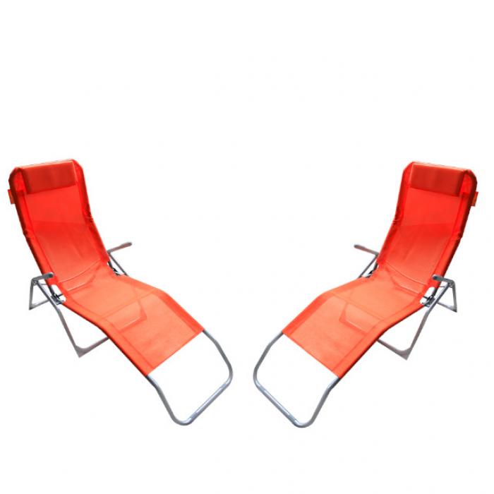 Set 2 sezlong pliant CULINARO orange 140x58x98cm
