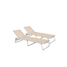 Set 2 sezlonguri plabile CULINARO 188x56cm cadru metalic cu profil ingust bej