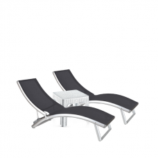 Set 2 sezlonguri 4 pozitii CULINARO cadru aluminiu 180x52cm + masa 44x44xh41cm
