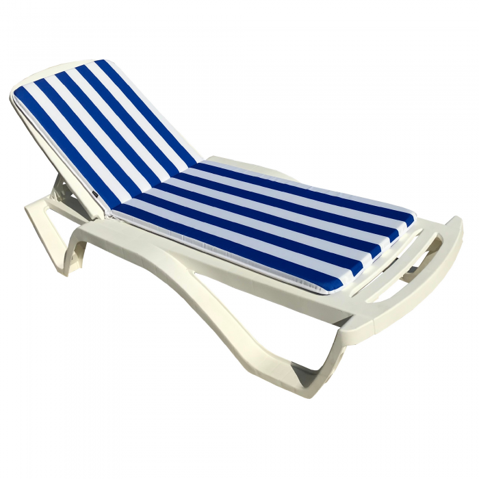 Sezlong CULINARO AQUA 200x72xH30,5cm culoare alba + saltea alb/albastra 170x50cm