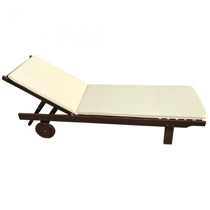 Sezlong din lemn de tec CULINARO KLASIK cu roti deplasare 60x193xh30cm + saltea 190x56x4cm bej