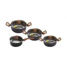 Set oale inductie 8 piese TANGO, 3 oale cu capace si 1 cratita cu capac, invelis antiaderent