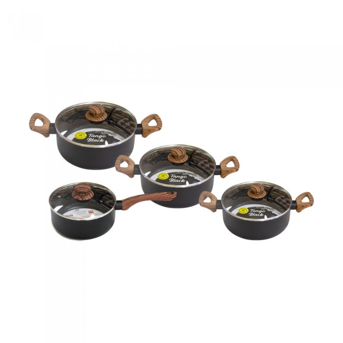 Set oale inductie 8 piese TANGO, 3 oale cu capace si 1 cratita cu capac, invelis antiaderent