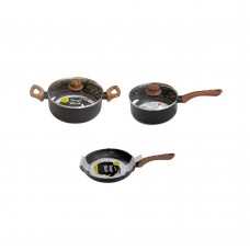 Set de gatit TANGO, inductie, oala cu capac 24cm, cratita cu capac 18cm si tigaie 24cm