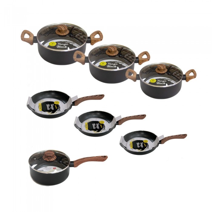 Set de gatit, 11 piese inductie TANGO, 3 oale cu capace, cratita cu capac si 3 tigai