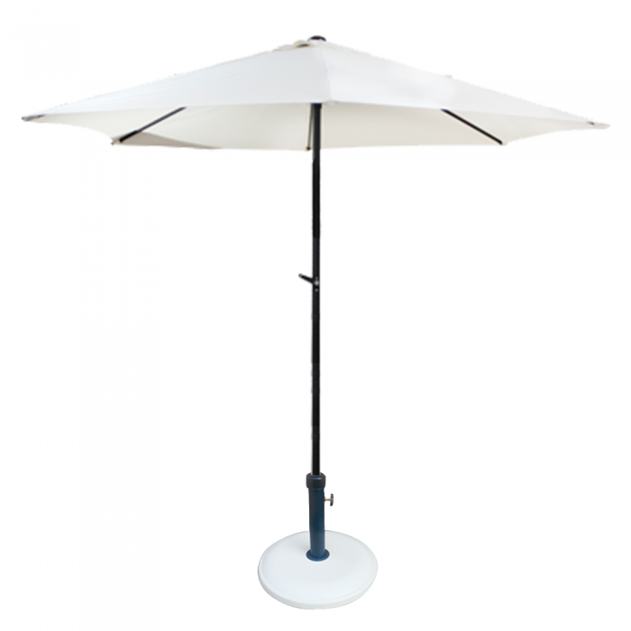 RAKI Umbrela soare cu mecanism rabatare 250cm alba si baza rotunda 12kg culoare alba